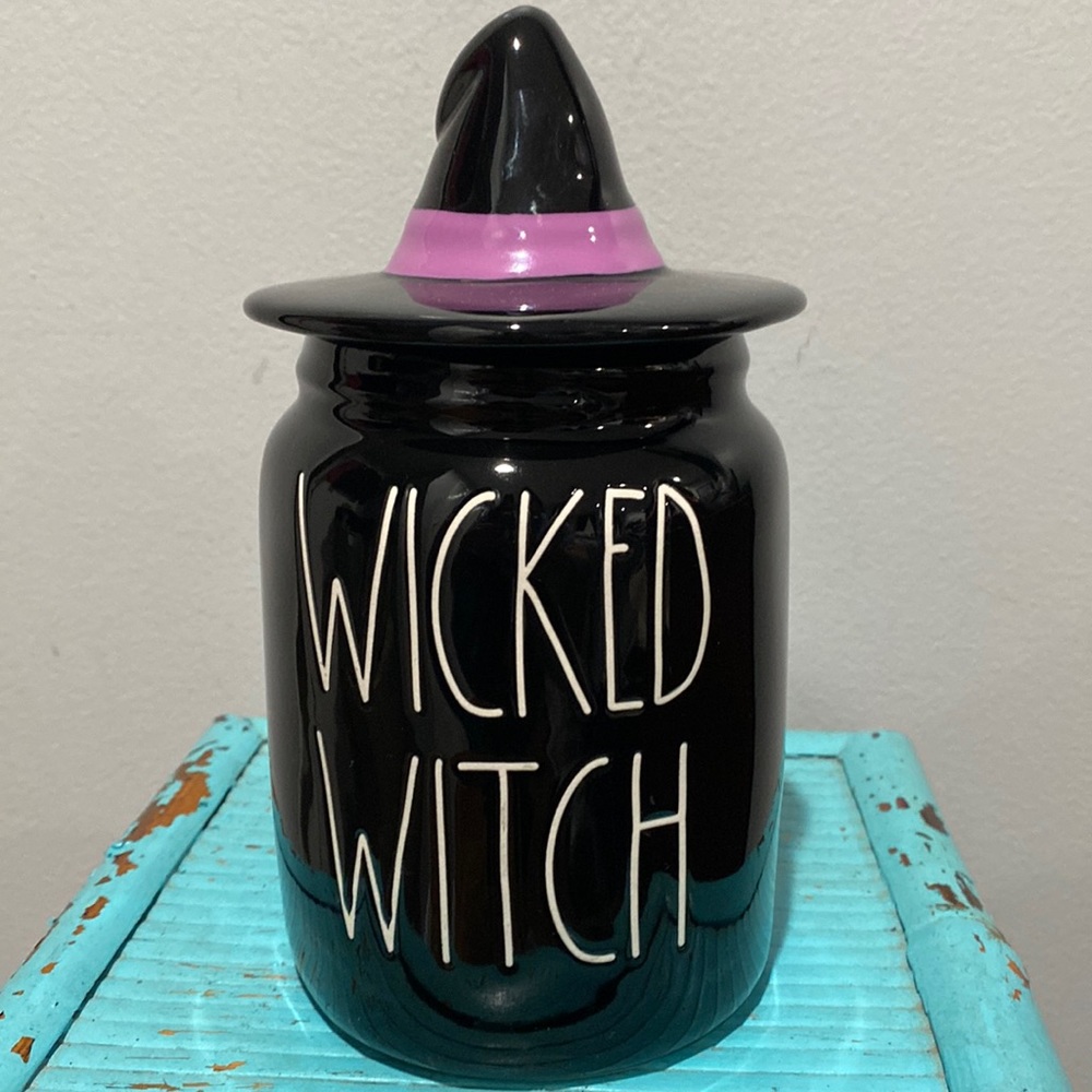 NEW Rae Dunn Wicked Witch Jar Artisan Collection By Magenta Black Purple